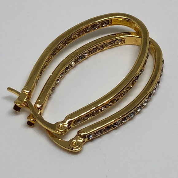 9k gold filled stones LG huggie back earrings - Picture 3 of 7